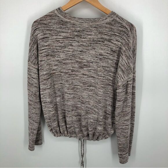 Aerie Sweatshirt Womens‎ Small Marled Knit Brown Purple Tie Cinch Waist - Picture 4 of 6